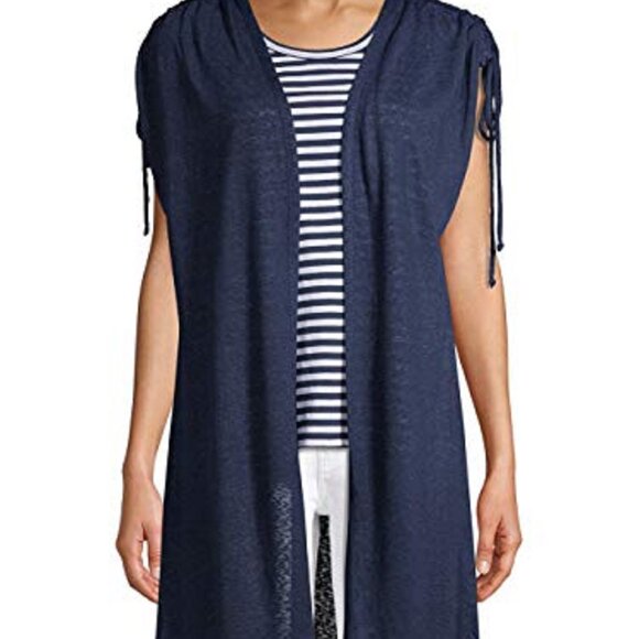 Time & Tru Women's Short Sleeve Crewneck Cardigan 2fer Blue 3XL, NEW, Never worn - Picture 5 of 5